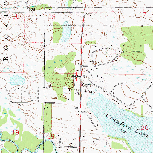 Topographic Map of Crawford Lake School, MN