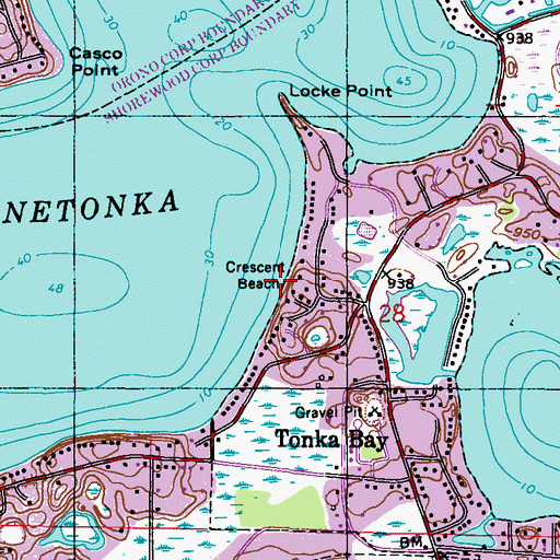 Topographic Map of Crescent Beach, MN