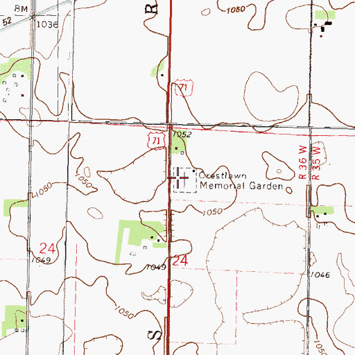 Topographic Map of Crestlawn Memorial Garden, MN