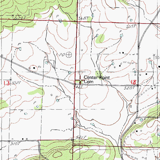 Topographic Map of Center Point Cemetery, AR