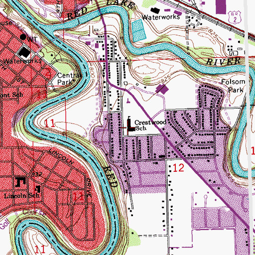 Topographic Map of Crestwood School, MN