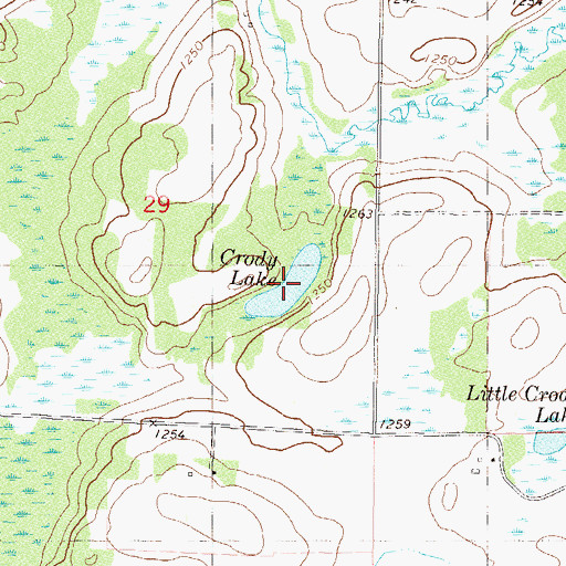 Topographic Map of Crody Lake, MN
