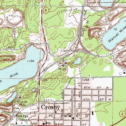 Topographic Map of Croft Mine, MN