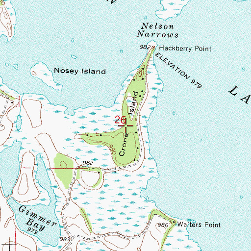 Topographic Map of Crone Island, MN