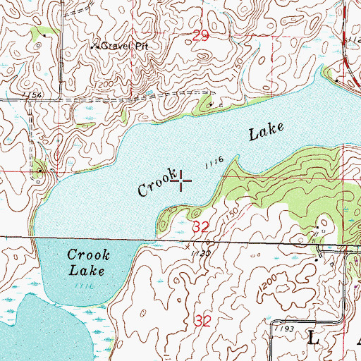 Topographic Map of Crook Lake, MN