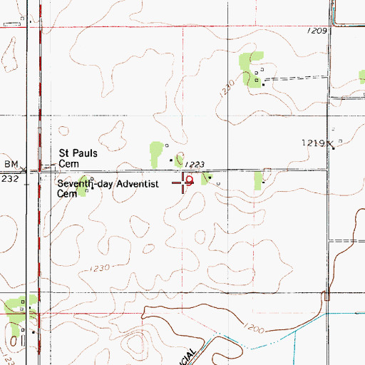 Topographic Map of Crook School, MN