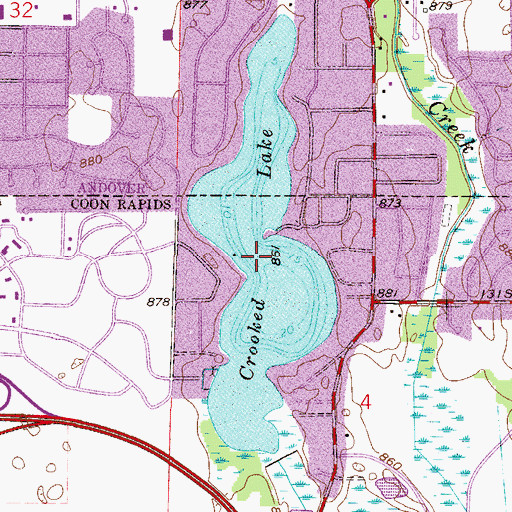 Topographic Map of Crooked Lake, MN