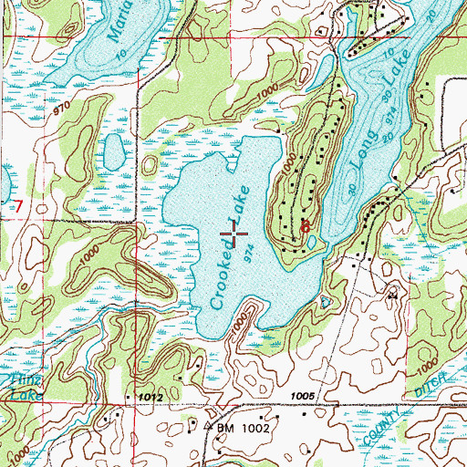 Topographic Map of Crooked Lake, MN