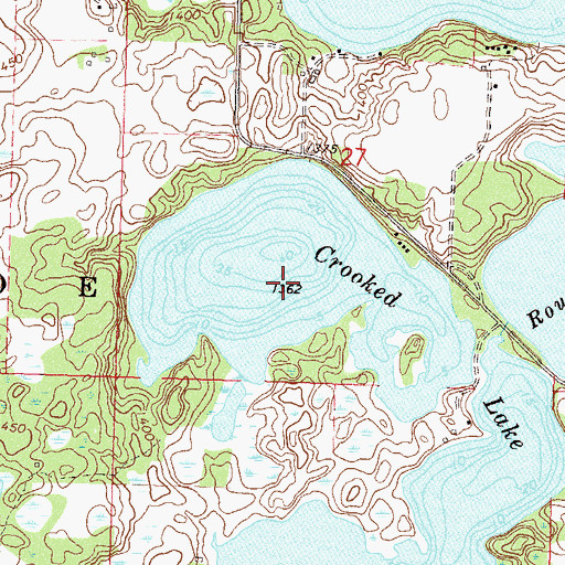 Topographic Map of Crooked Lake, MN