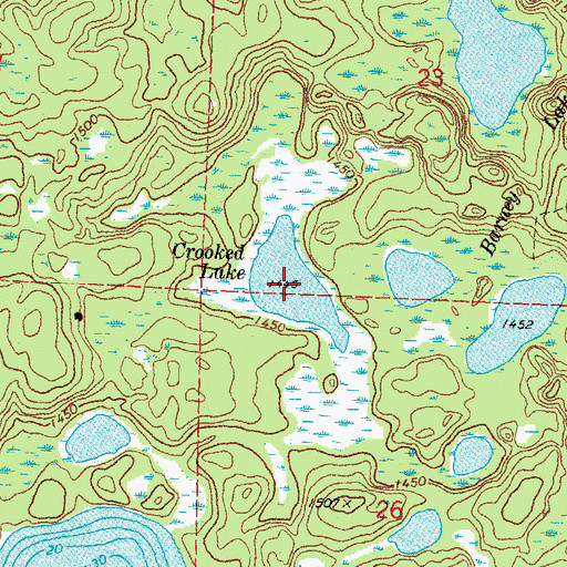 Topographic Map of Crooked Lake, MN