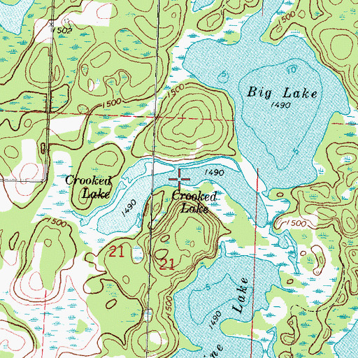 Topographic Map of Crooked Lake, MN