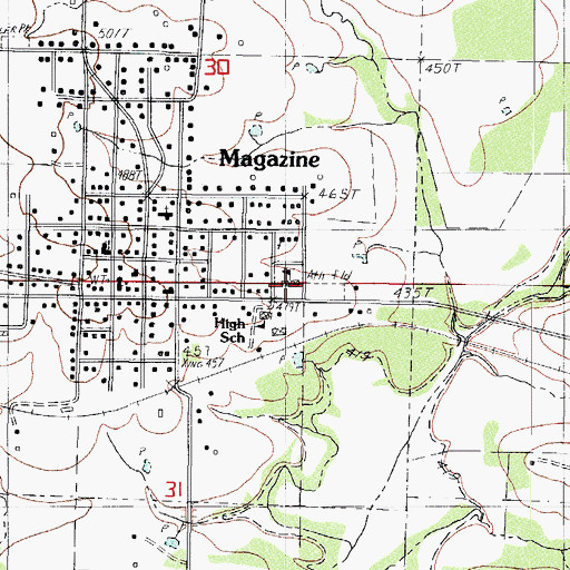 Topographic Map of Magazine Elementary School, AR