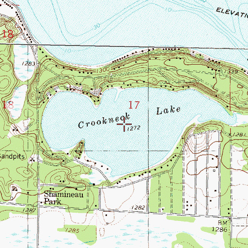 Topographic Map of Crookneck Lake, MN
