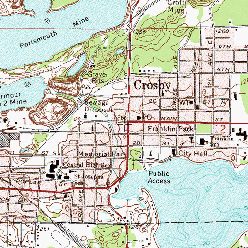 Topographic Map of Crosby, MN