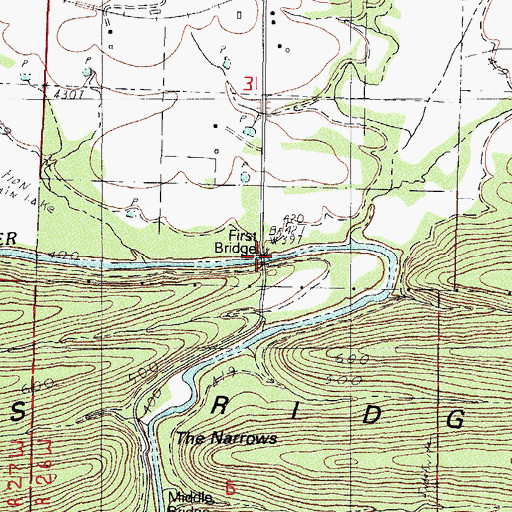 Topographic Map of First Bridge, AR
