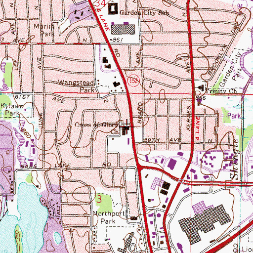 Topographic Map of Cross of Glory Church, MN