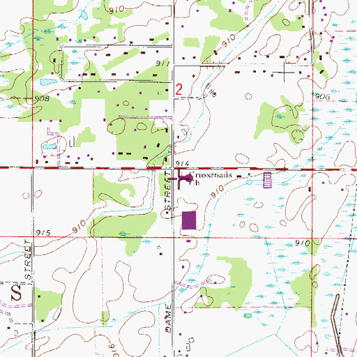 Topographic Map of Crossroads Church, MN