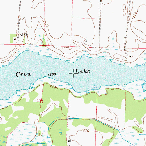Topographic Map of Crow Lake, MN