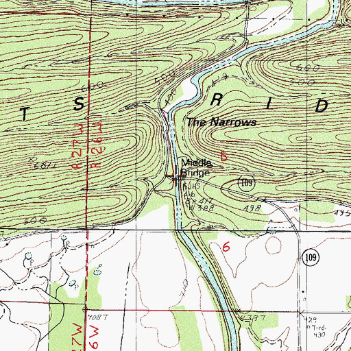Topographic Map of Middle Bridge, AR