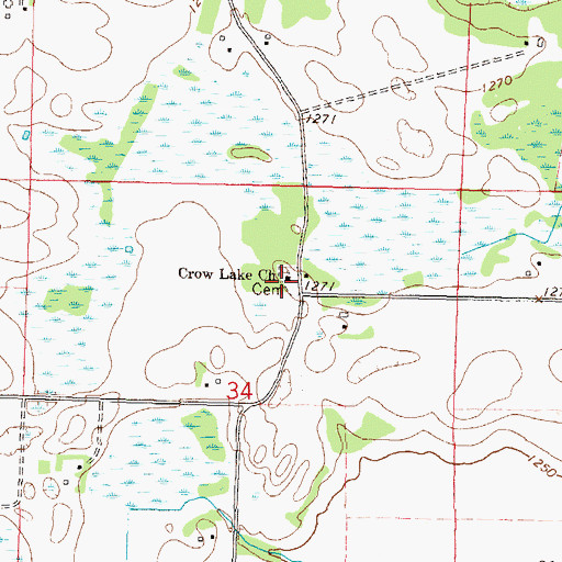 Topographic Map of Crow Lake Church, MN