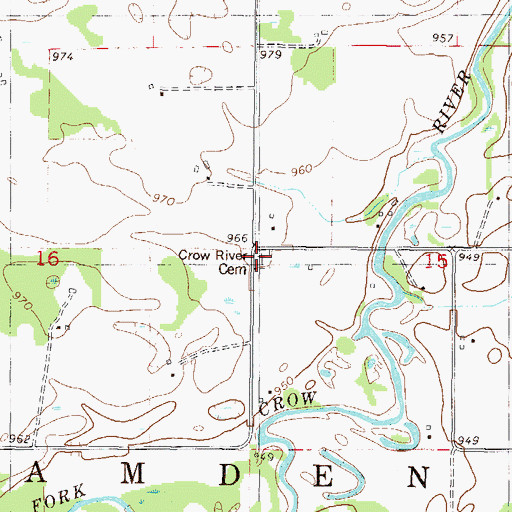 Topographic Map of Crow River / Saint Paul's Lutheran Cemetery, MN