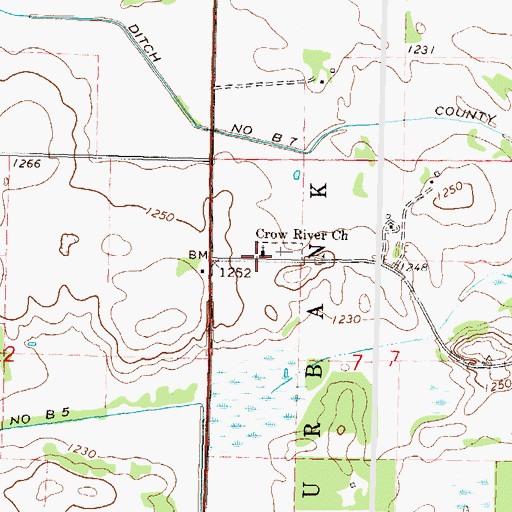 Topographic Map of Crow River Church, MN