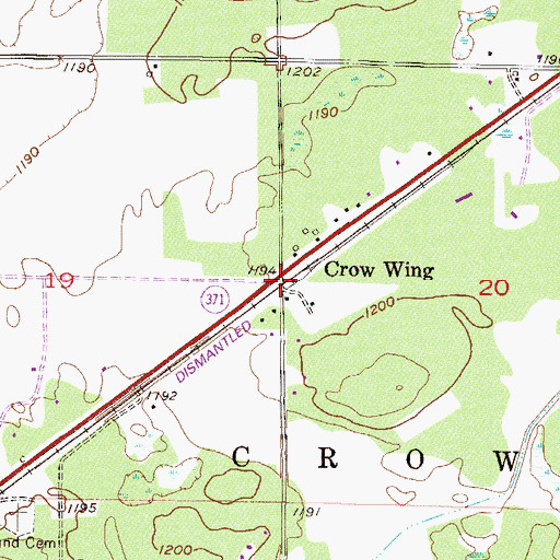 Topographic Map of Crow Wing, MN