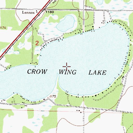 Topographic Map of Crow Wing Lake, MN