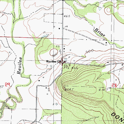Topographic Map of Revilee, AR