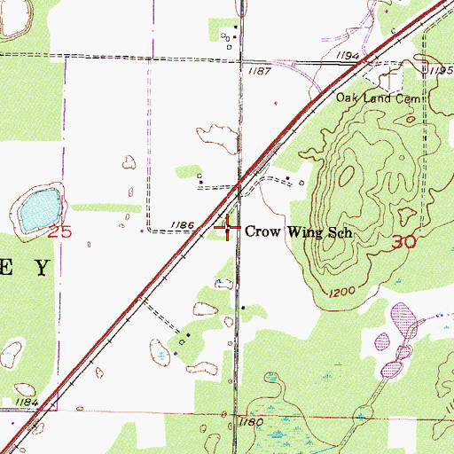 Topographic Map of Crow Wing School, MN