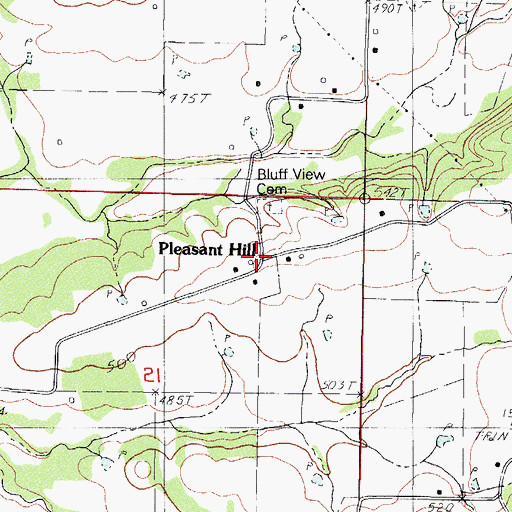 Topographic Map of Pleasant Hill, AR
