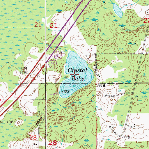 Topographic Map of Crystal Lake, MN