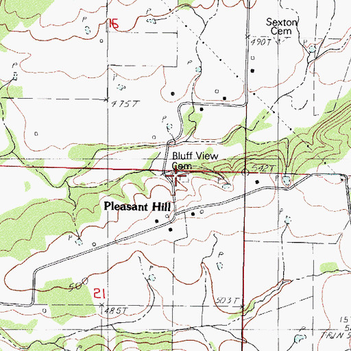 Topographic Map of Bluff View Cemetery, AR