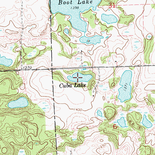 Topographic Map of Cuba Lake, MN