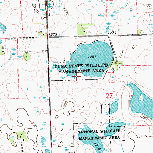 Topographic Map of Cuba State Wildlife Management Area, MN