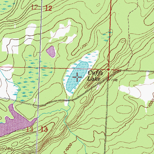 Topographic Map of Cuffs Lake, MN