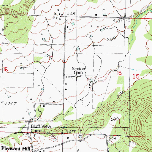 Topographic Map of Sexton Cemetery, AR