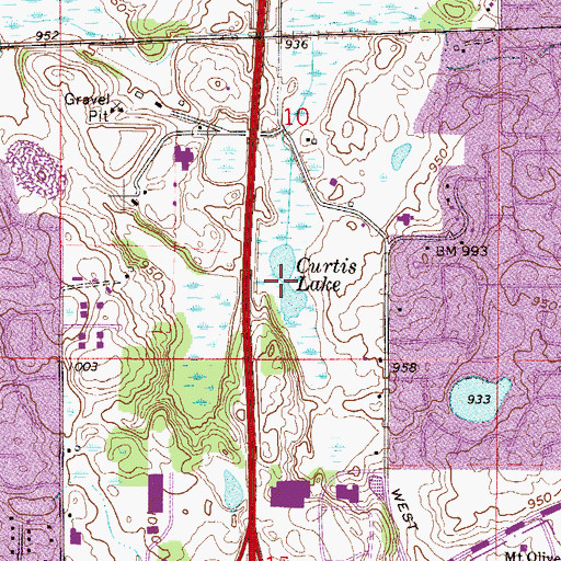 Topographic Map of Curtis Lake, MN