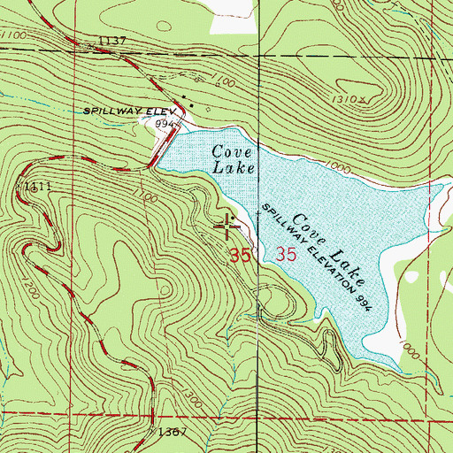 Topographic Map of Cove Lake Recreation Area, AR