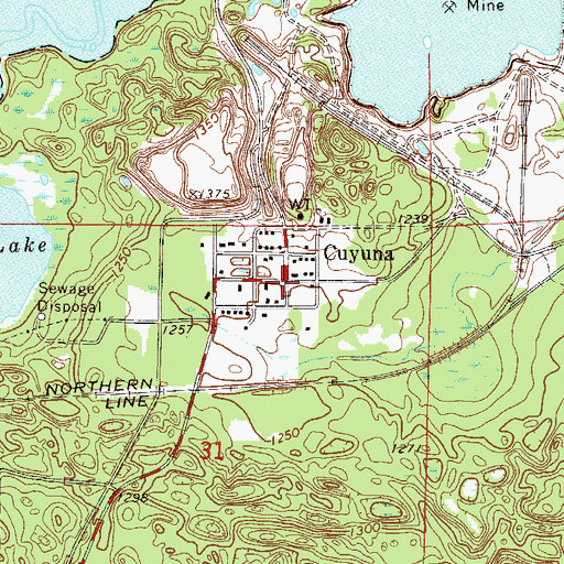 Topographic Map of Cuyuna, MN