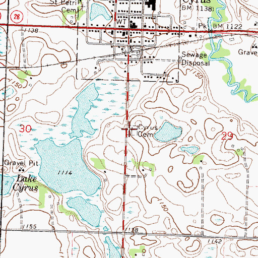 Topographic Map of Cyrus Cemetery, MN
