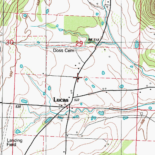 Topographic Map of Lucas Cumberland Presbyterian Church, AR