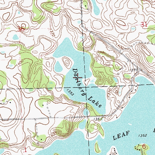 Topographic Map of Dahlberg Lake, MN