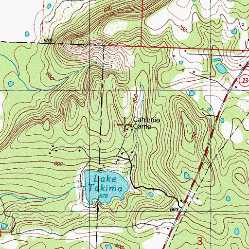 Topographic Map of Cahinnio Camp, AR