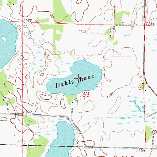 Topographic Map of Dahls Lake, MN
