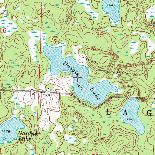 Topographic Map of Daigle Lake, MN