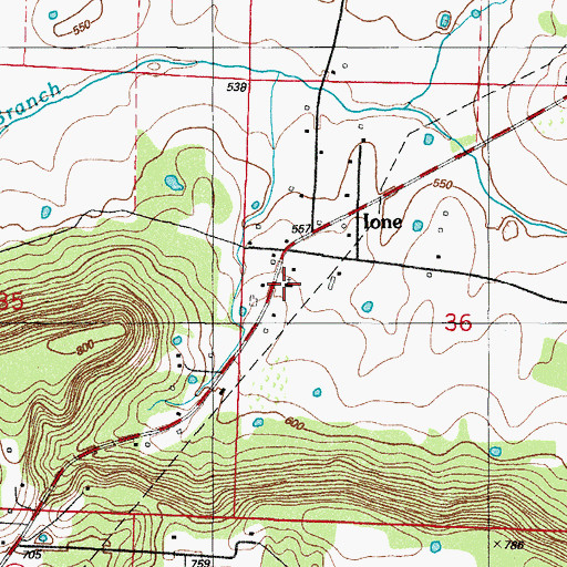 Topographic Map of Ione Baptist Church, AR