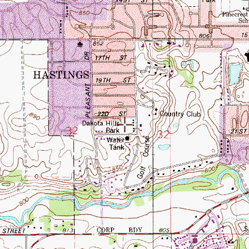 Topographic Map of Dakota Hills Park, MN