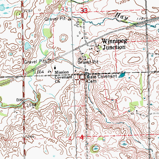 Topographic Map of Dale Covenant Cemetery, MN