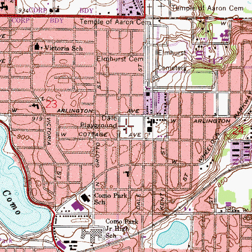 Topographic Map of Dale Playground, MN